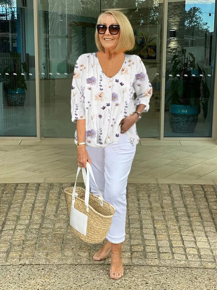 Sylvia™ – Button-Up Floral Blouse