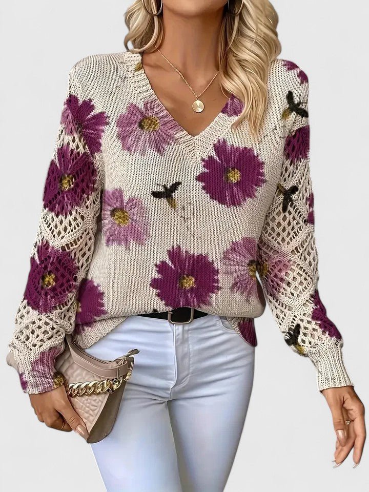 Sylvia™| Floral V-Neck Warm Blouse