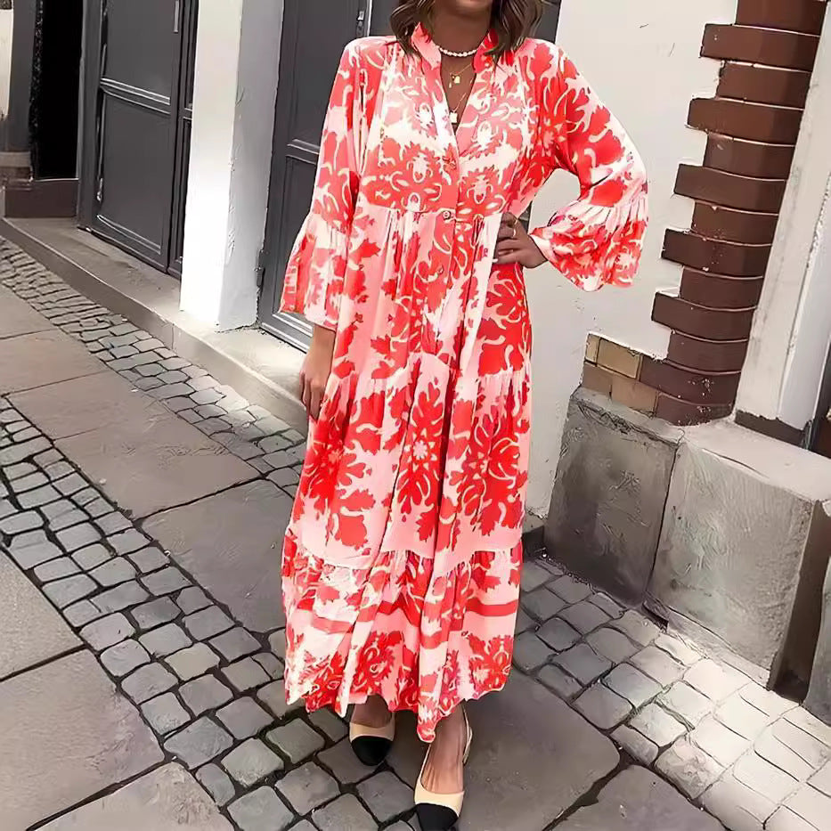 Sylvia™ – Printed Flared Maxi Dress