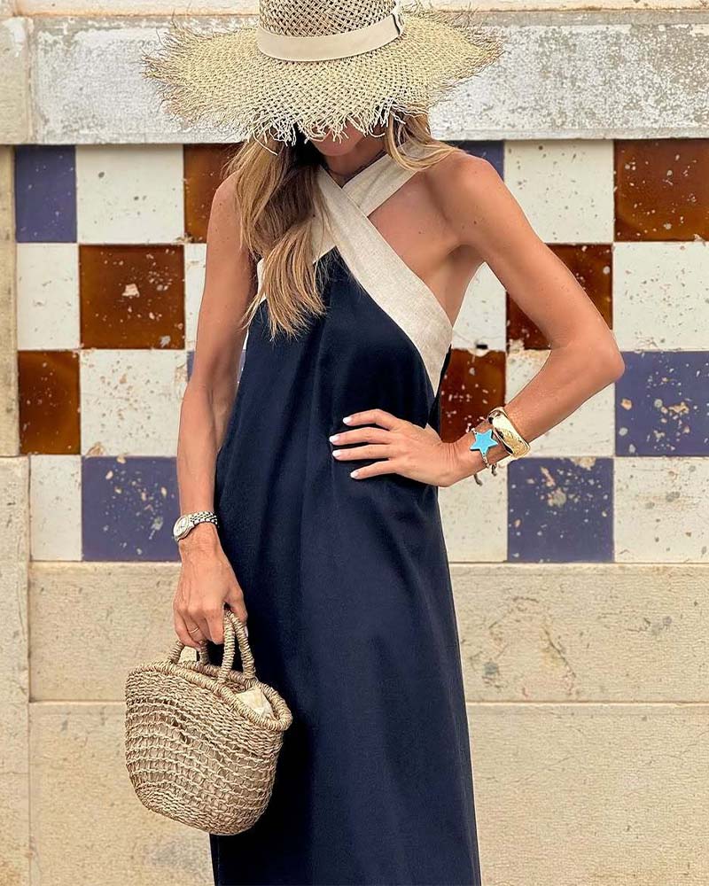 Sylvia™ – Crossover Halter Maxi Dress