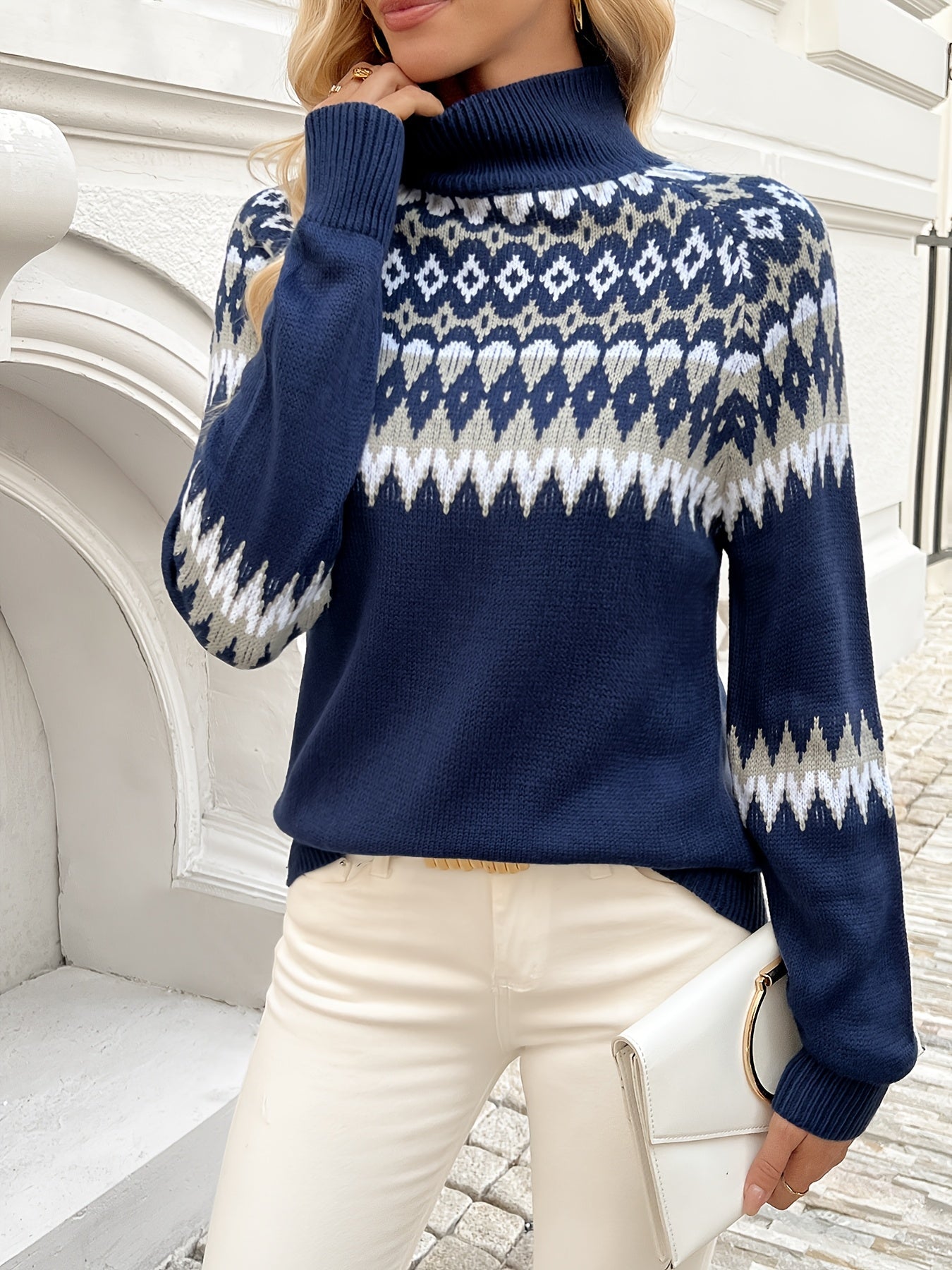 Sylvia™ | Elegant Geometric Knit Sweater