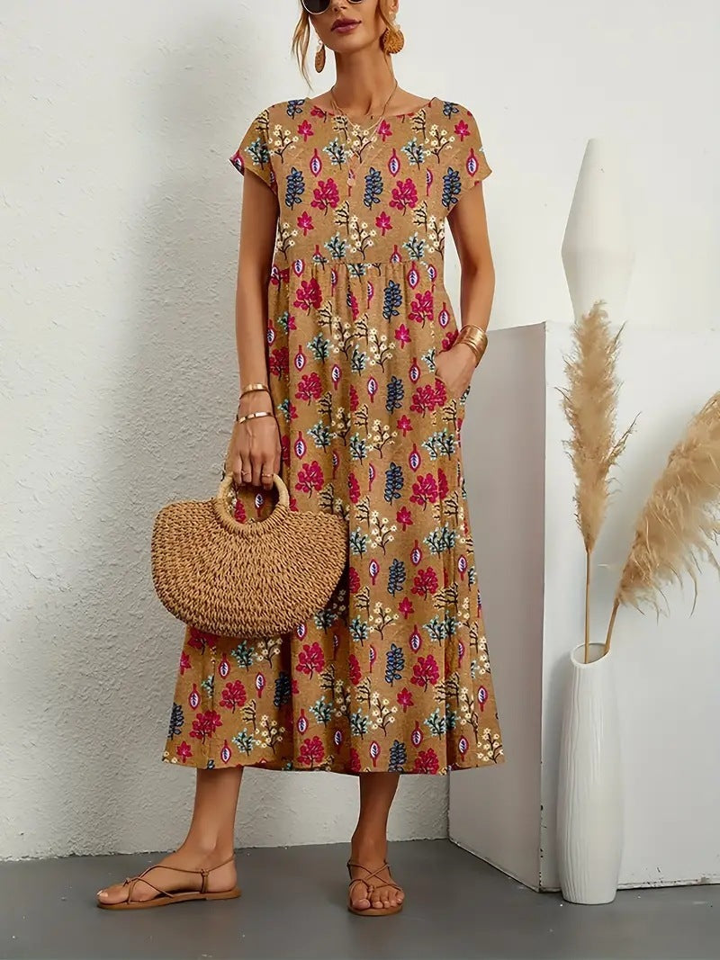 Sylvia™ – Floral Pattern Print Midi Dress