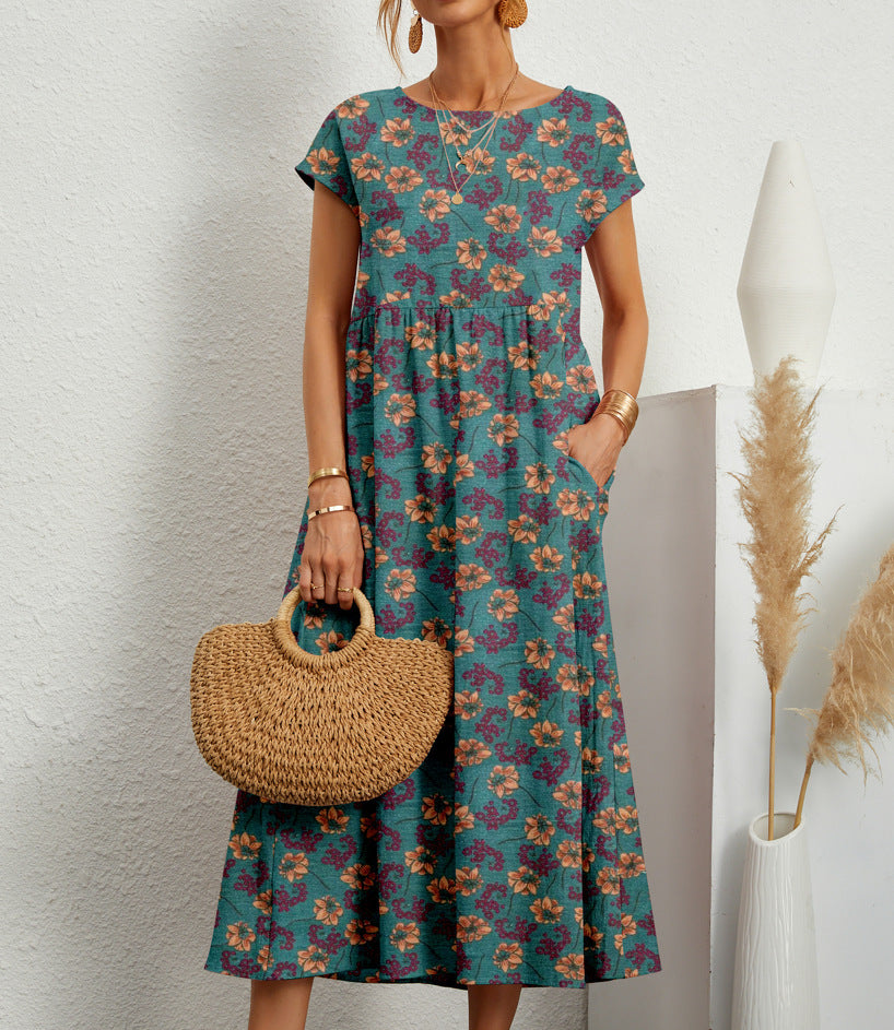 Sylvia™ – Floral Pattern Print Midi Dress