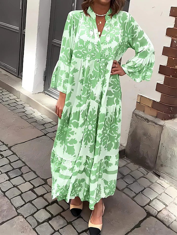 Sylvia™ – Printed Flared Maxi Dress