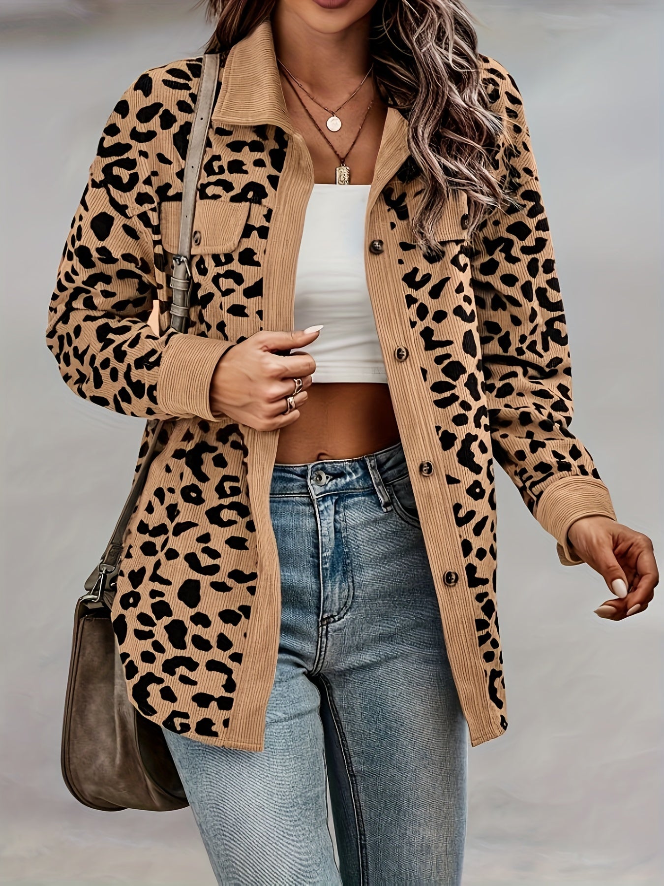 Sylvia™ - Leopard Print Shacket Jacket