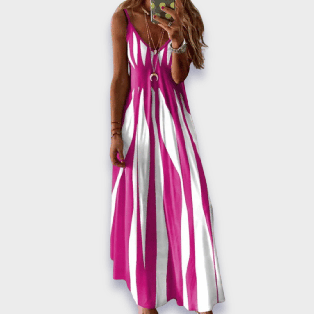 Sylvia™ – Blossom Striped Sleeveless Maxi Dress