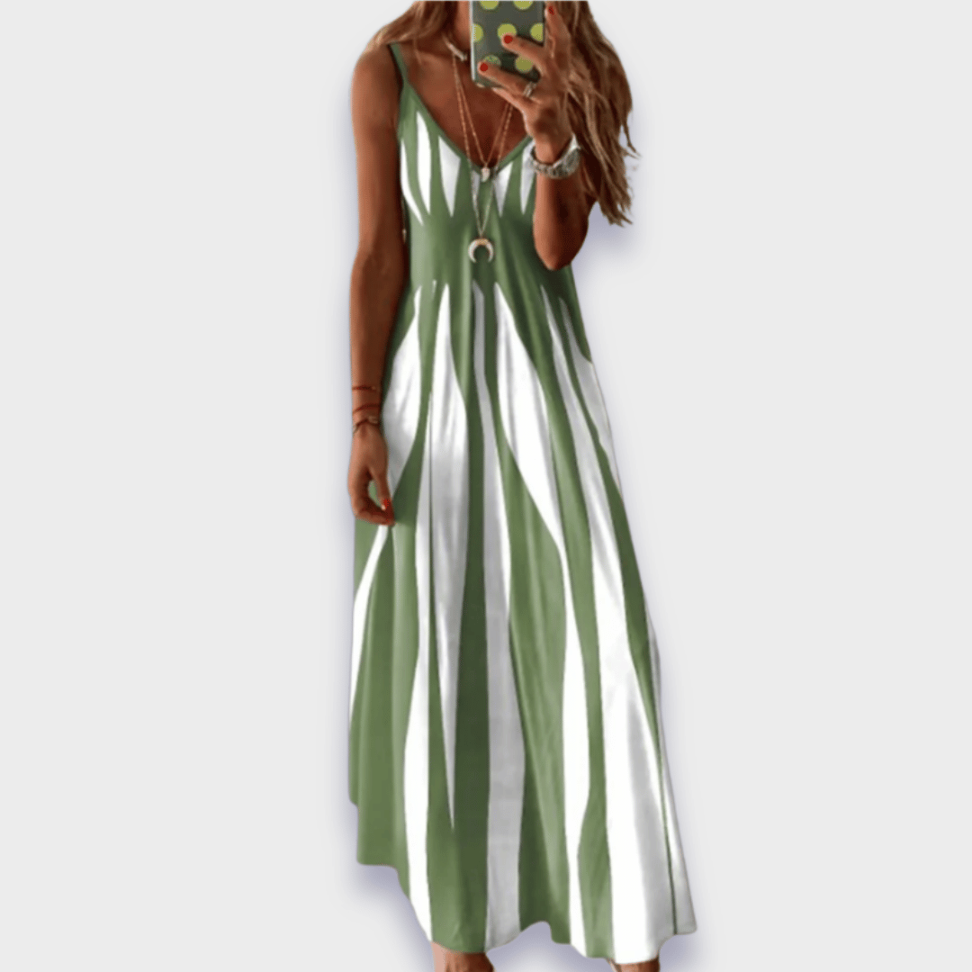 Sylvia™ – Blossom Striped Sleeveless Maxi Dress