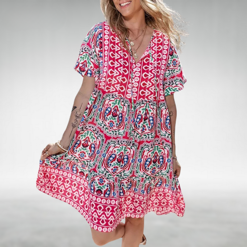 Sylvia™ – Printed Boho Tunic Dress