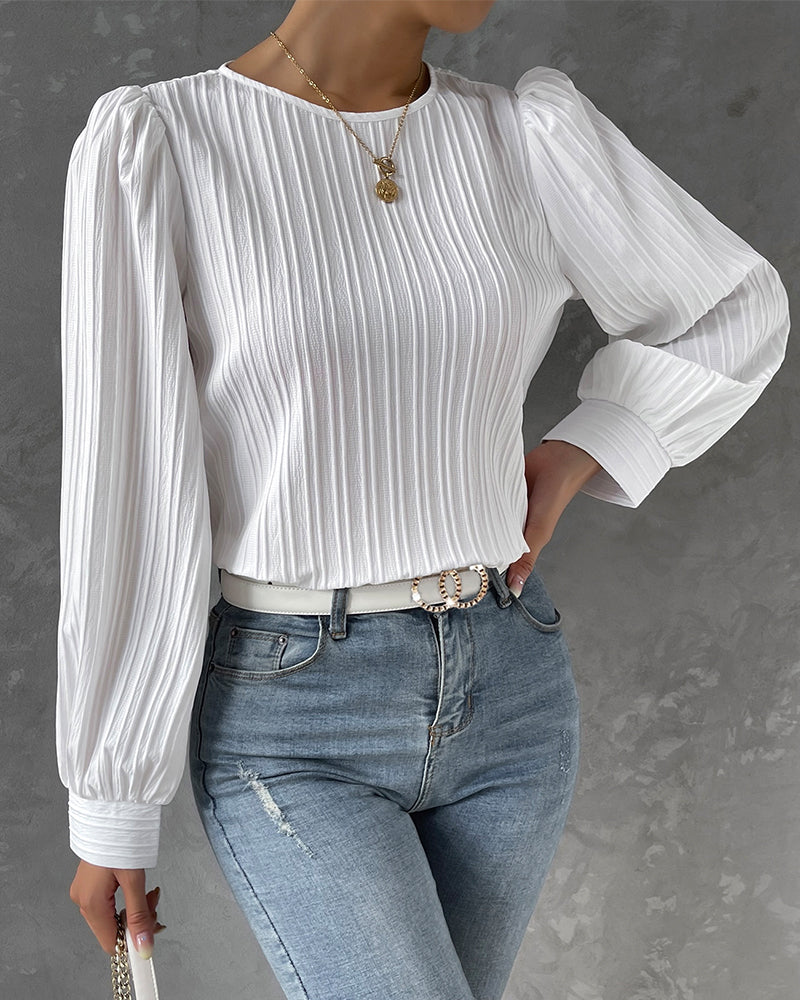 Sylvia™ – Textured Long Sleeve Blouse