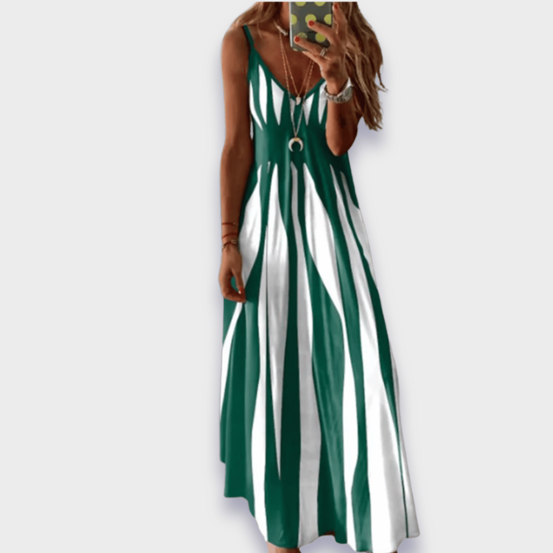 Sylvia™ – Blossom Striped Sleeveless Maxi Dress