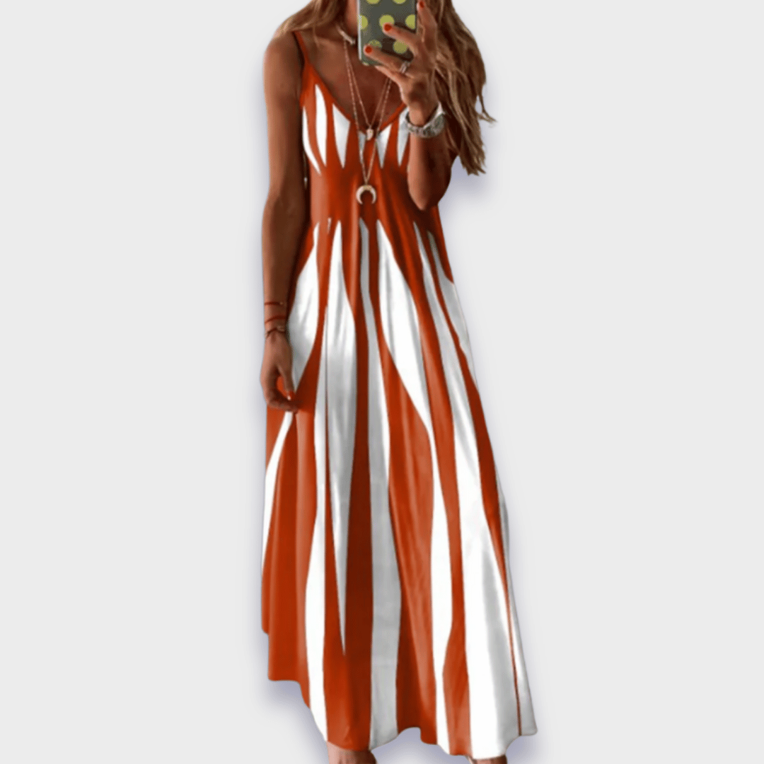 Sylvia™ – Blossom Striped Sleeveless Maxi Dress