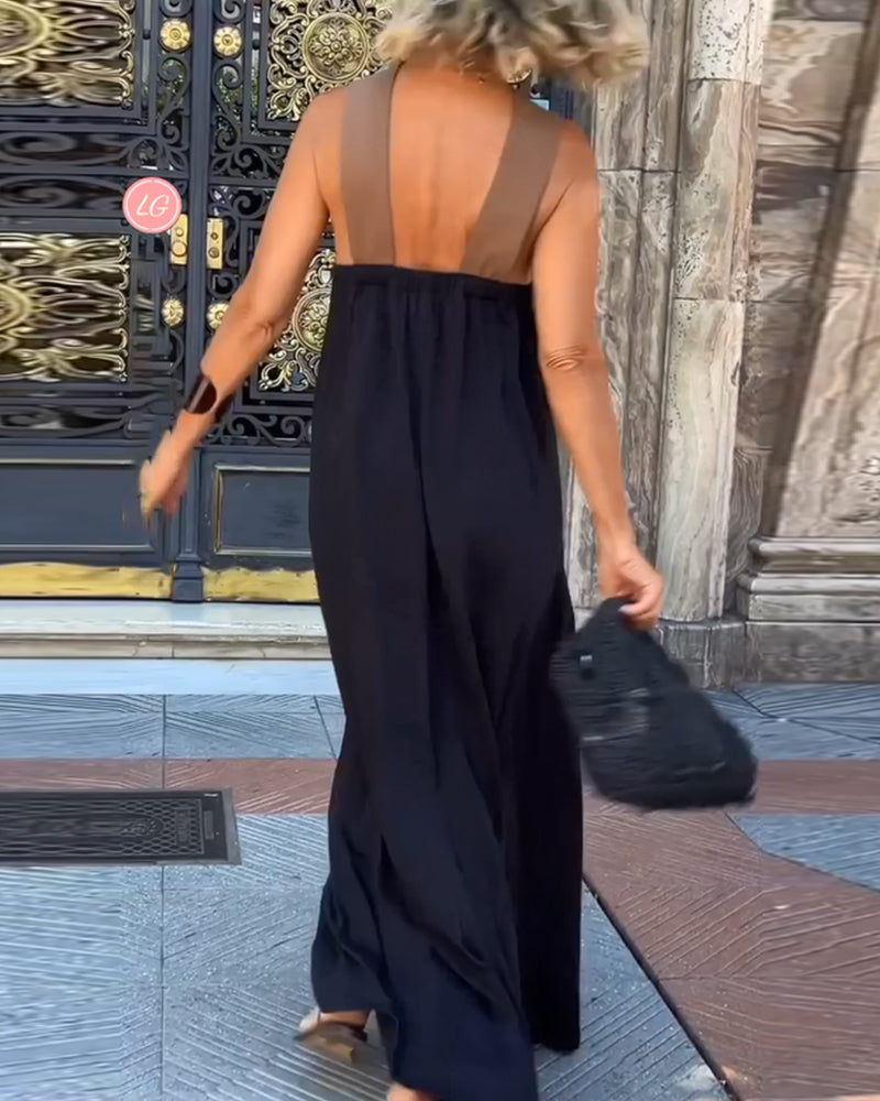 Sylvia™ – Crossover Halter Maxi Dress