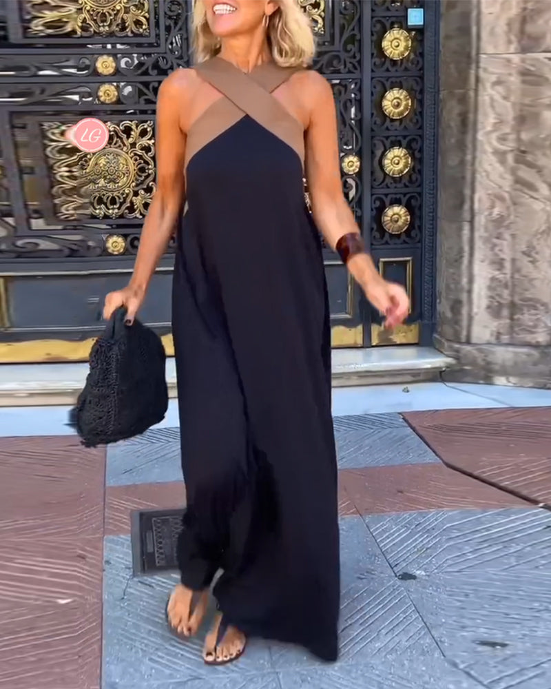 Sylvia™ – Crossover Halter Maxi Dress