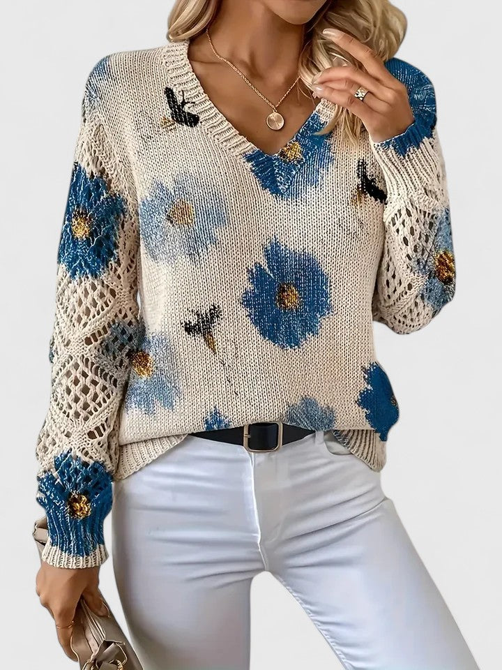 Sylvia™| Floral V-Neck Warm Blouse
