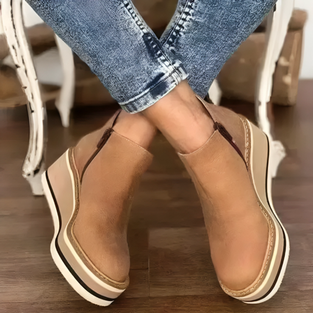 Sylvia™ | Orthopedic Leather ComfortStep Ankle Platform Boots