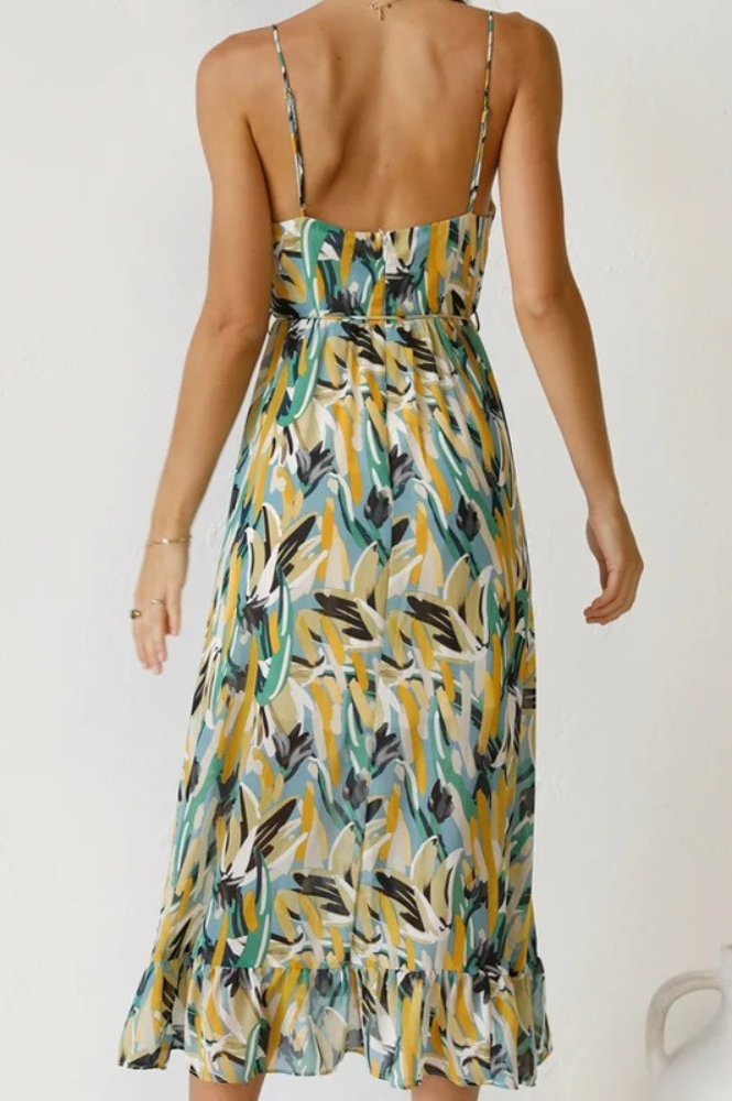 Sylvia™ – Luxury Abstract Print Midi Dress