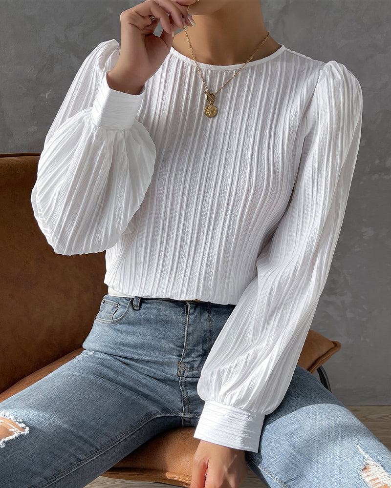Sylvia™ – Textured Long Sleeve Blouse