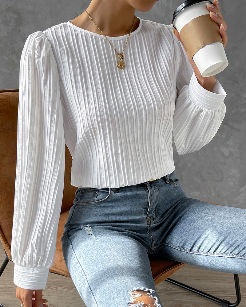 Sylvia™ – Textured Long Sleeve Blouse