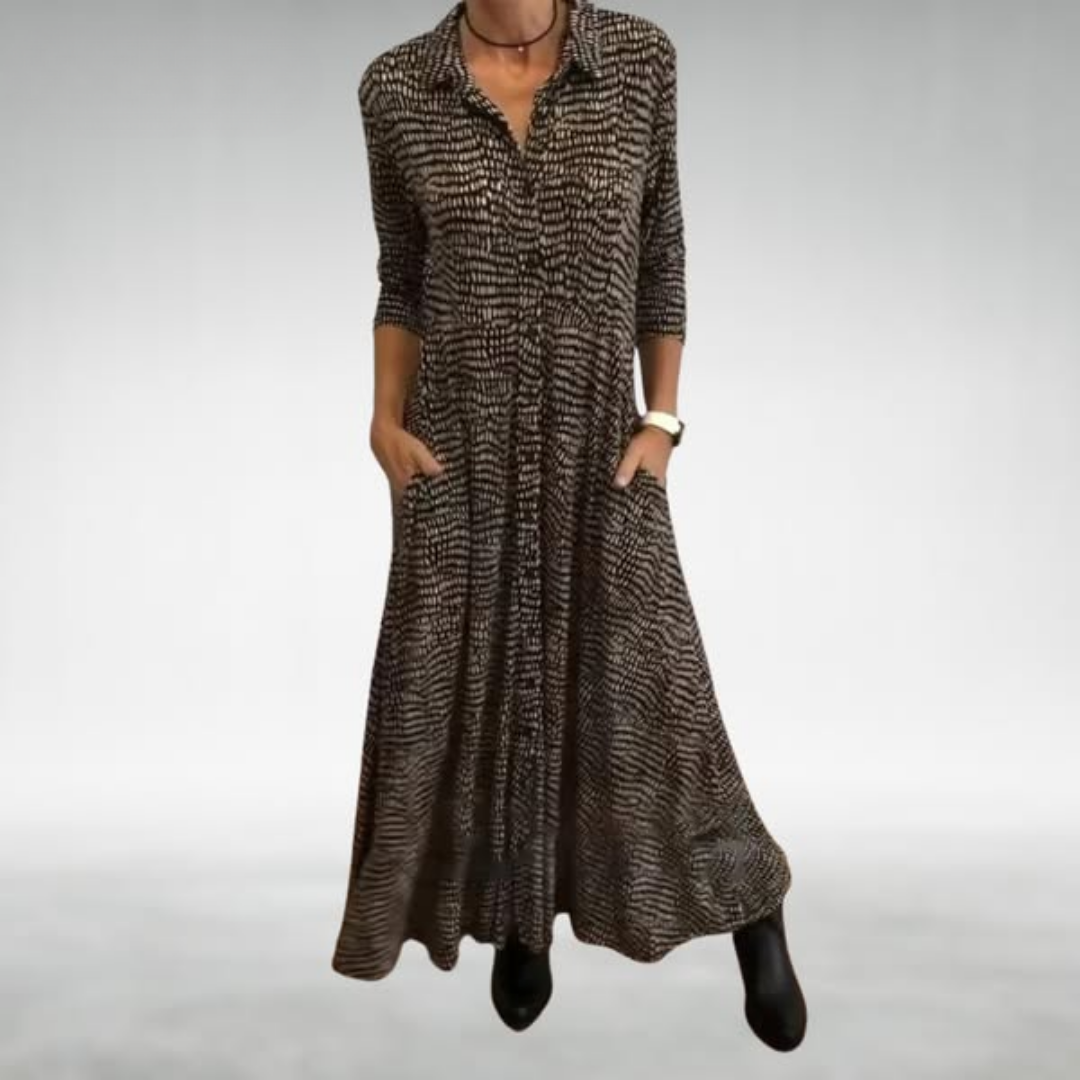 Sylvia™ – Collared Maxi Shirt Dress