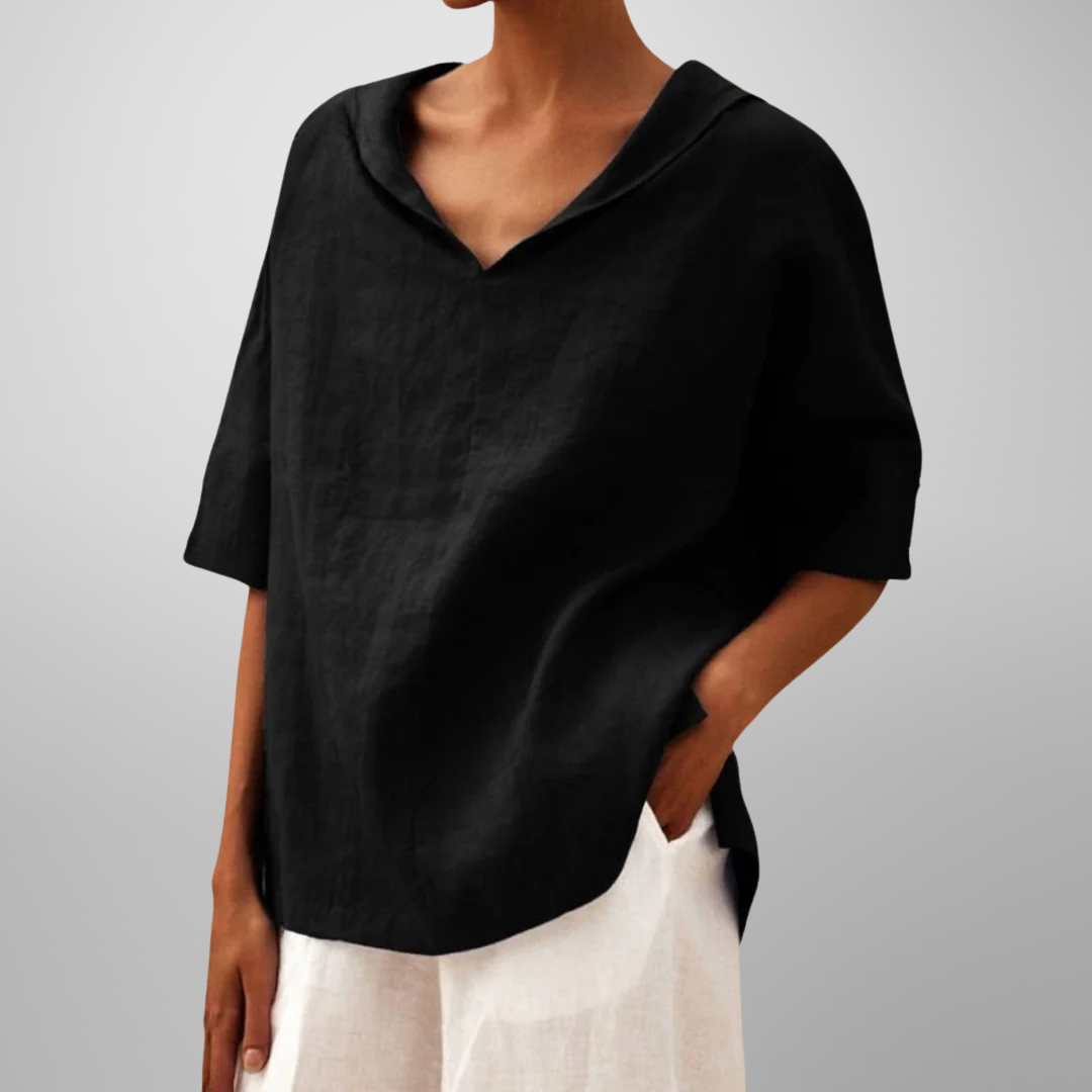 Sylvia™ – Relaxed Collar V-Neck Top