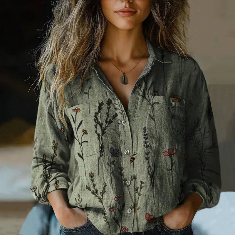 Sylvia™ | Retro Floral Print Blouse