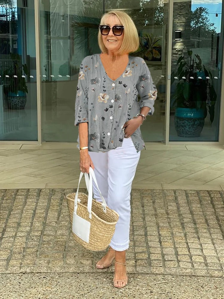 Sylvia™ – Button-Up Floral Blouse