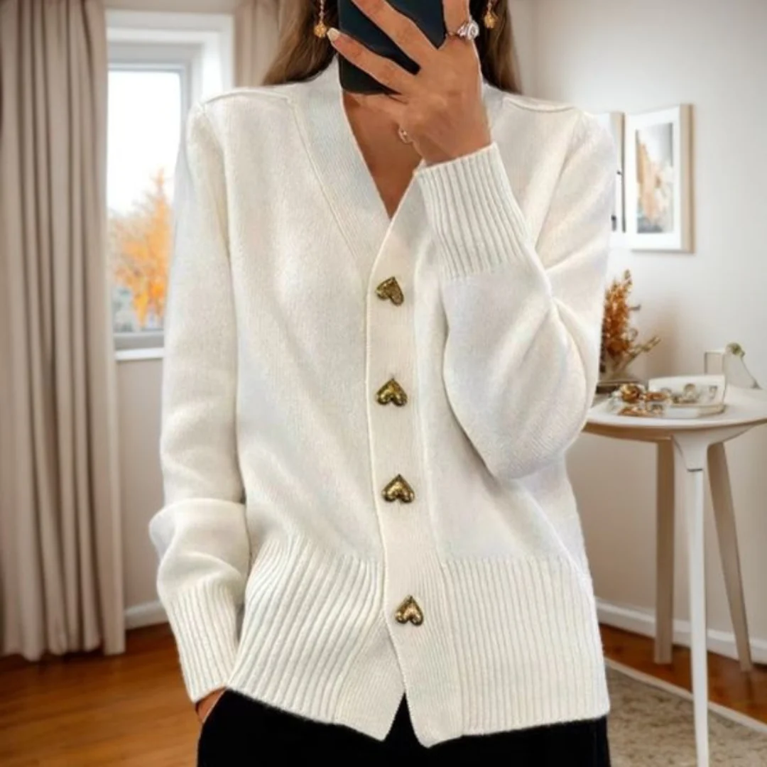 Sylvia™ | Soft Cardigan With Heart Buttons
