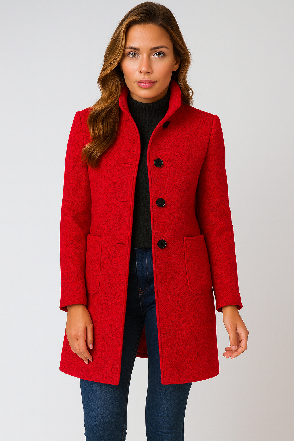Sylvia™ | High Collar Jacket in Wool Blend