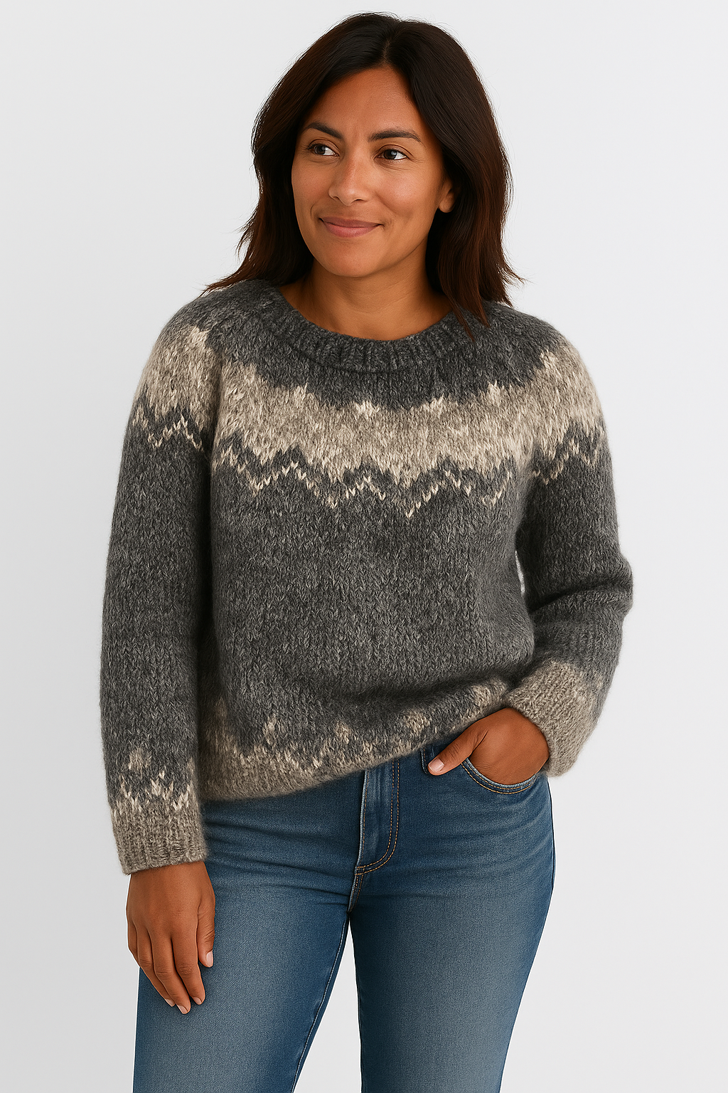 Sylvia™ | Vintage Icelandic Pattern Knit Sweater