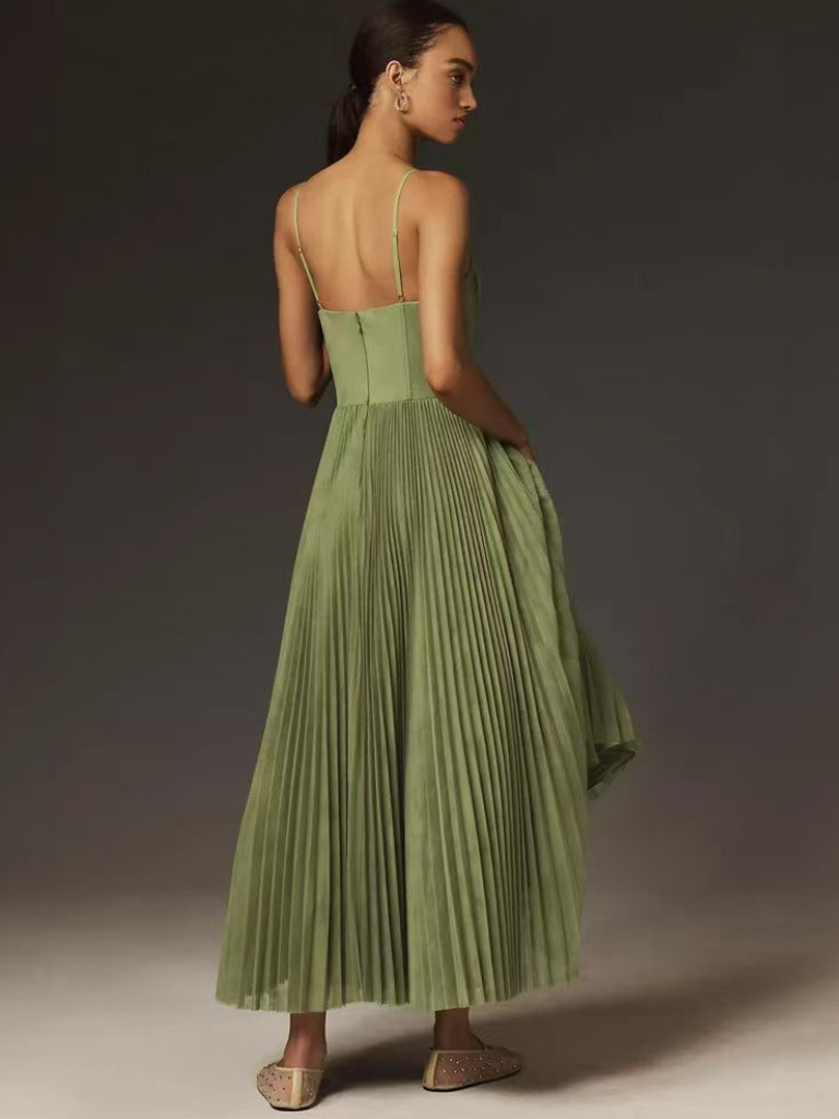 Sylvia™ – Pleated Midi Evening Dress