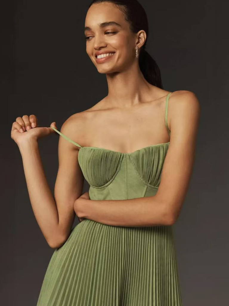 Sylvia™ – Pleated Midi Evening Dress