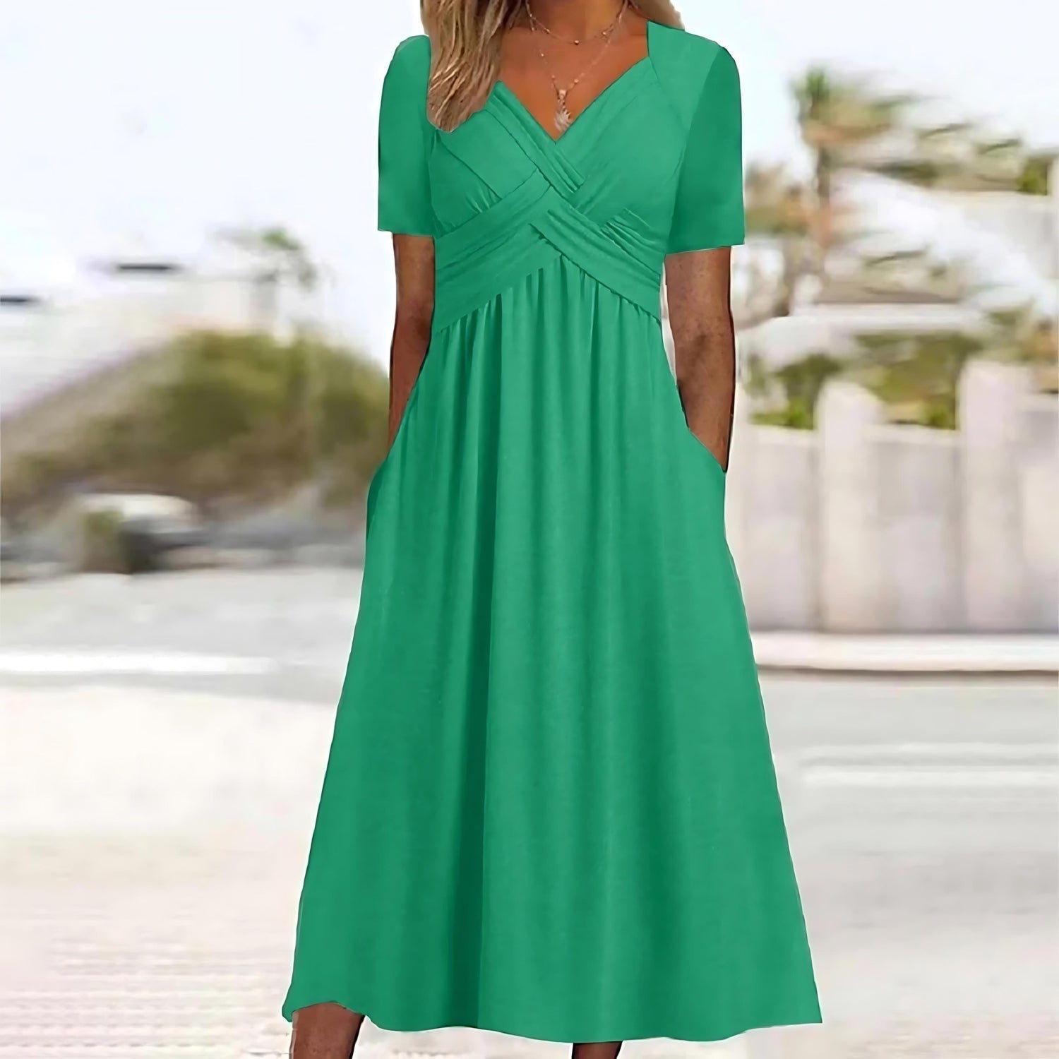Sylvia™ - Elegant Midi Dress with Tummy Coverage