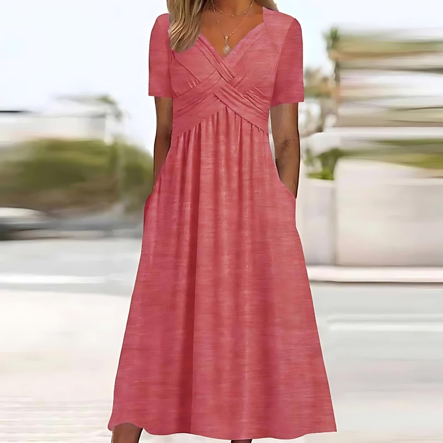 Sylvia™ - Elegant Midi Dress with Tummy Coverage