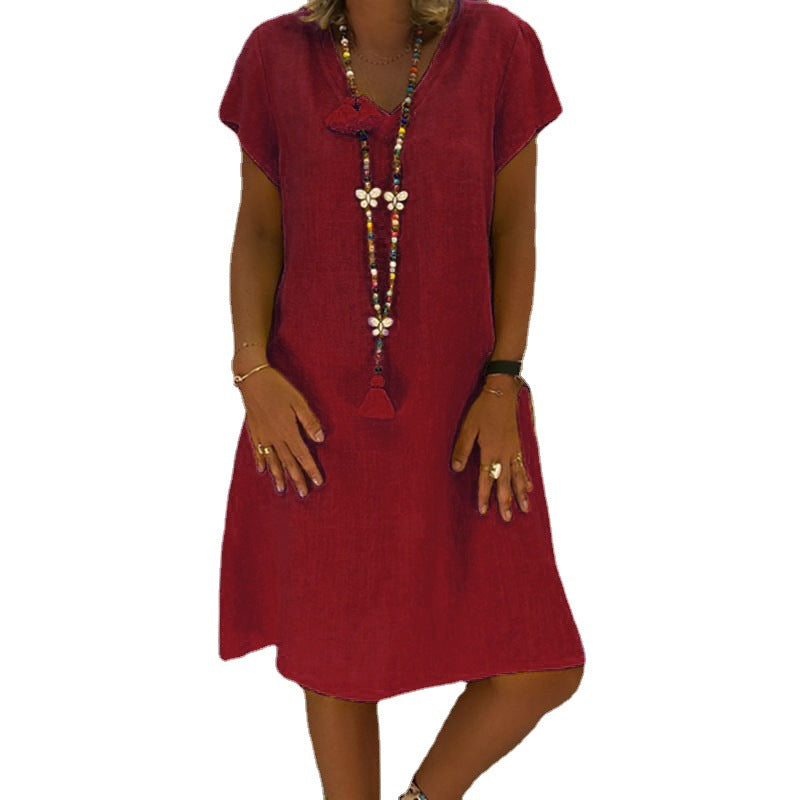Sylvia™ – Relaxed Laid-Back Fit V-Neck Dress