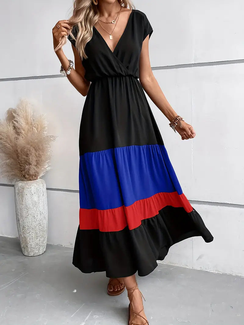 Sylvia™ – Colour Block Tiered Maxi Dress