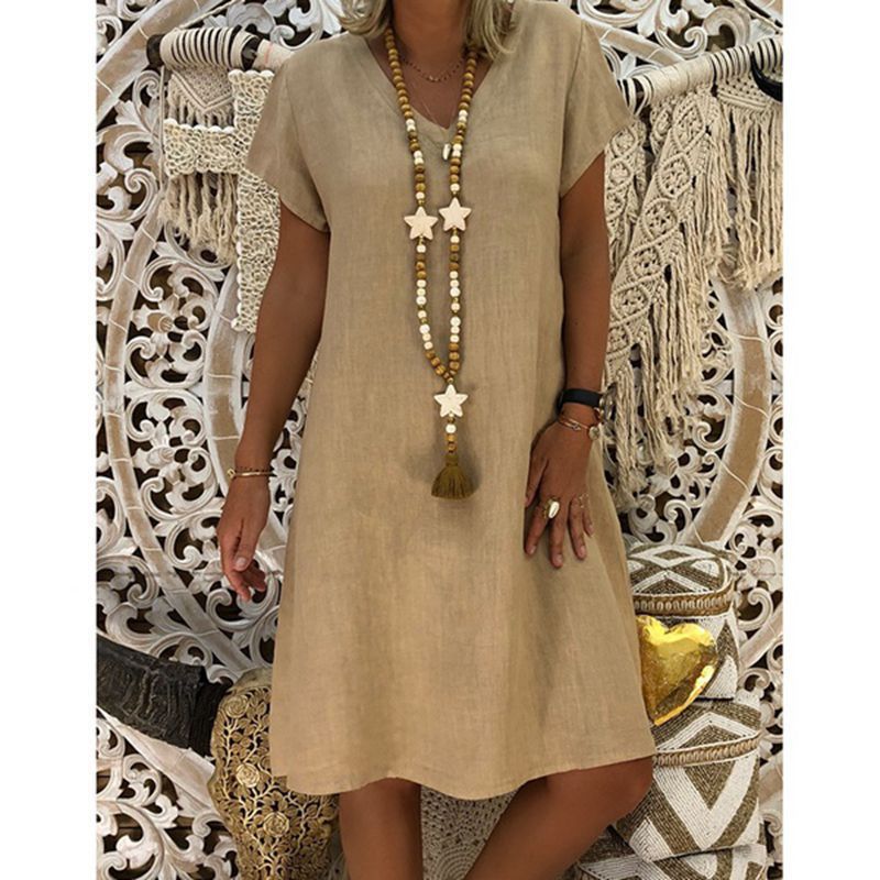 Sylvia™ – Relaxed Laid-Back Fit V-Neck Dress