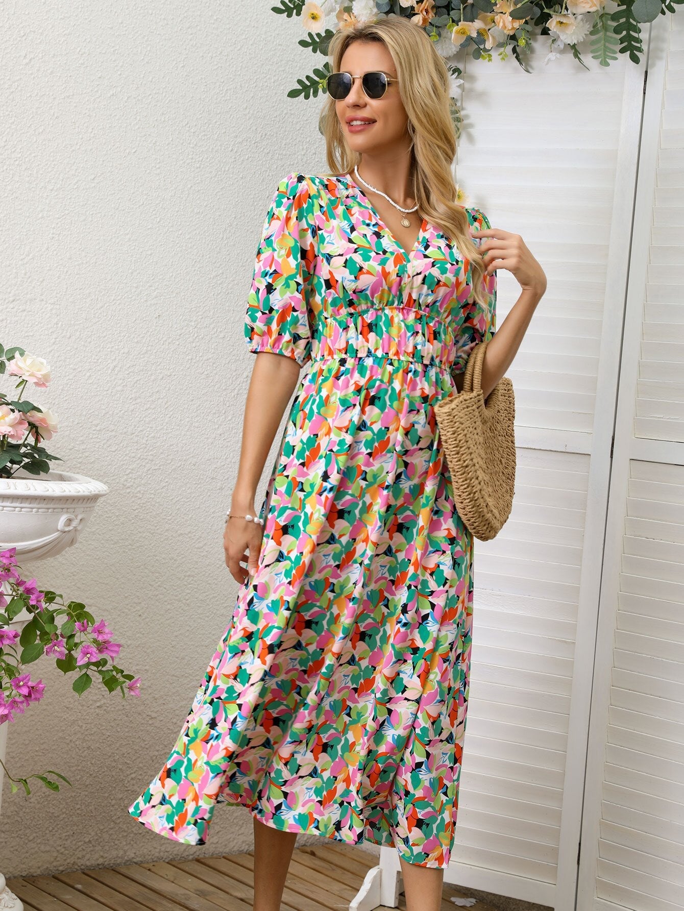 Sylvia™ – Garden Bloom Midi Dress