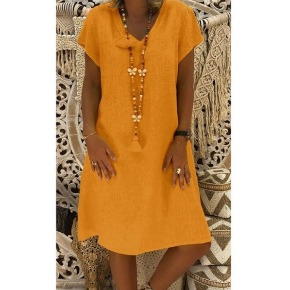 Sylvia™ – Relaxed Laid-Back Fit V-Neck Dress