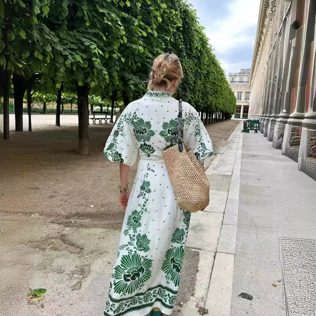 Sylvia™ – Floral Maxi Shirt Dress