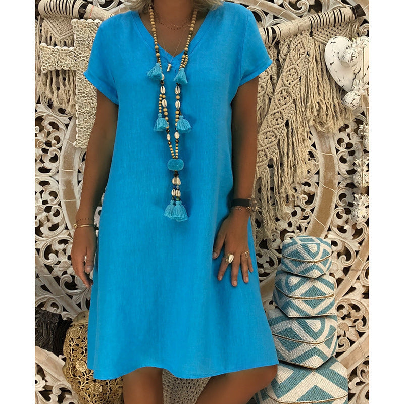 Sylvia™ – Relaxed Laid-Back Fit V-Neck Dress