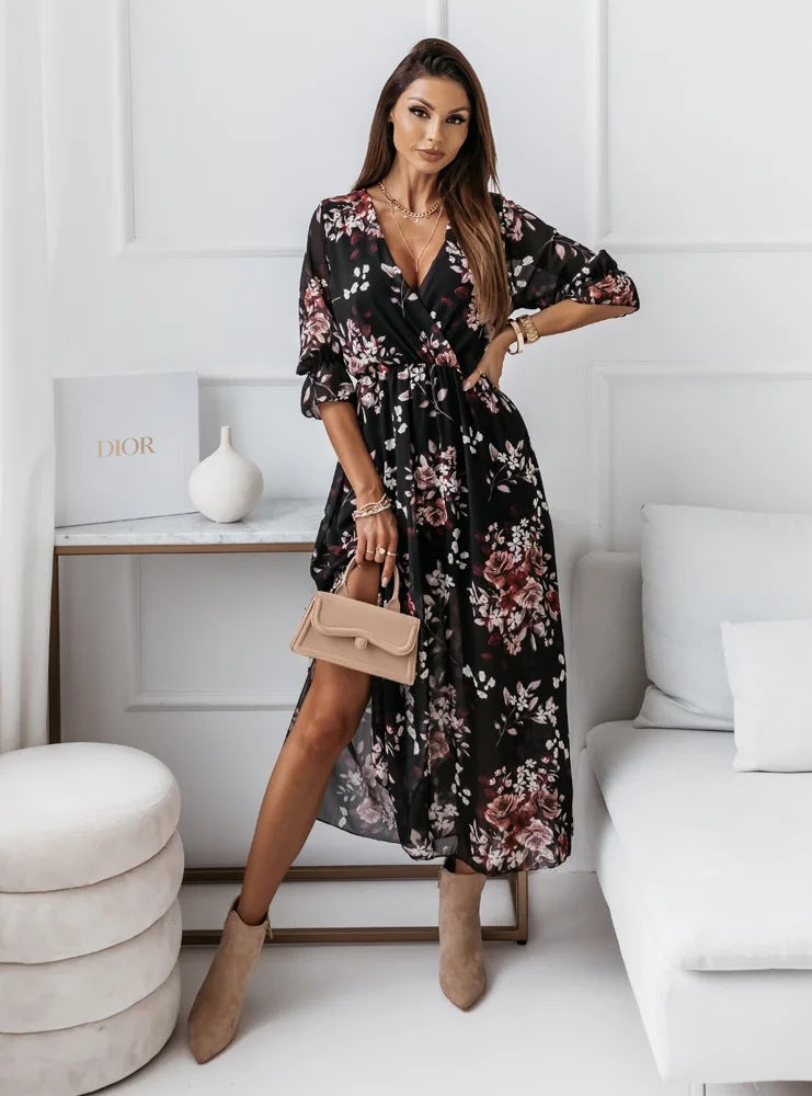 Sylvia™ – Floral Wrap Midi Dress