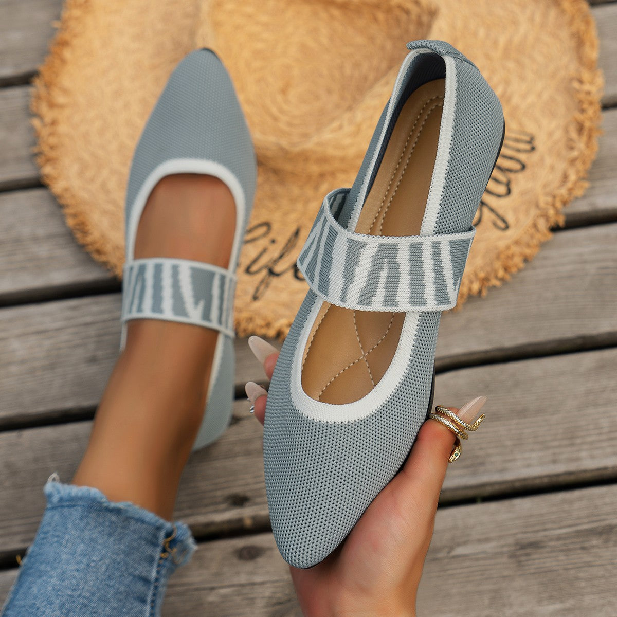 Sylvia™ – Patterned Strap Ballet Flats