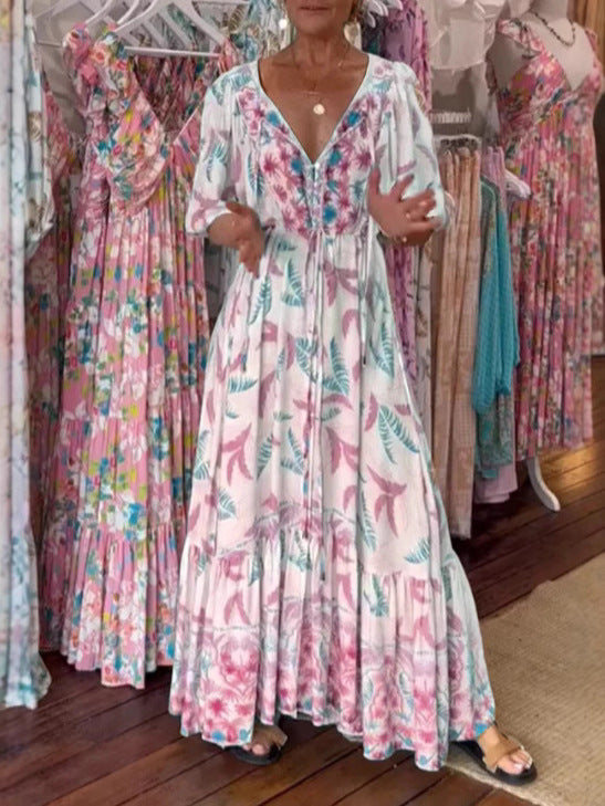 Sylvia™ – Botanical Print Maxi Dress