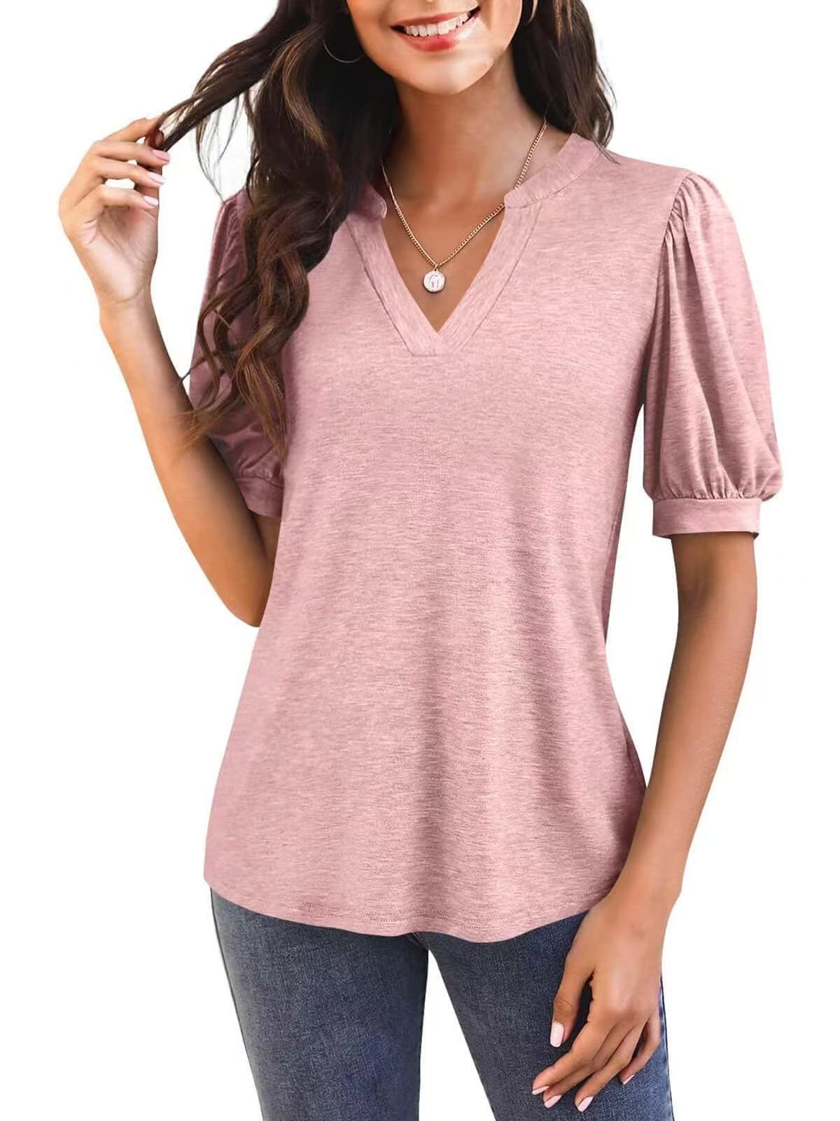 Sylvia™ – Puff Sleeve V-Neck Top