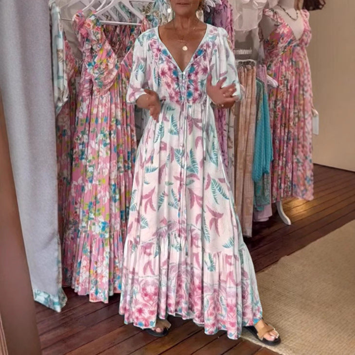 Sylvia™ – Botanical Print Maxi Dress
