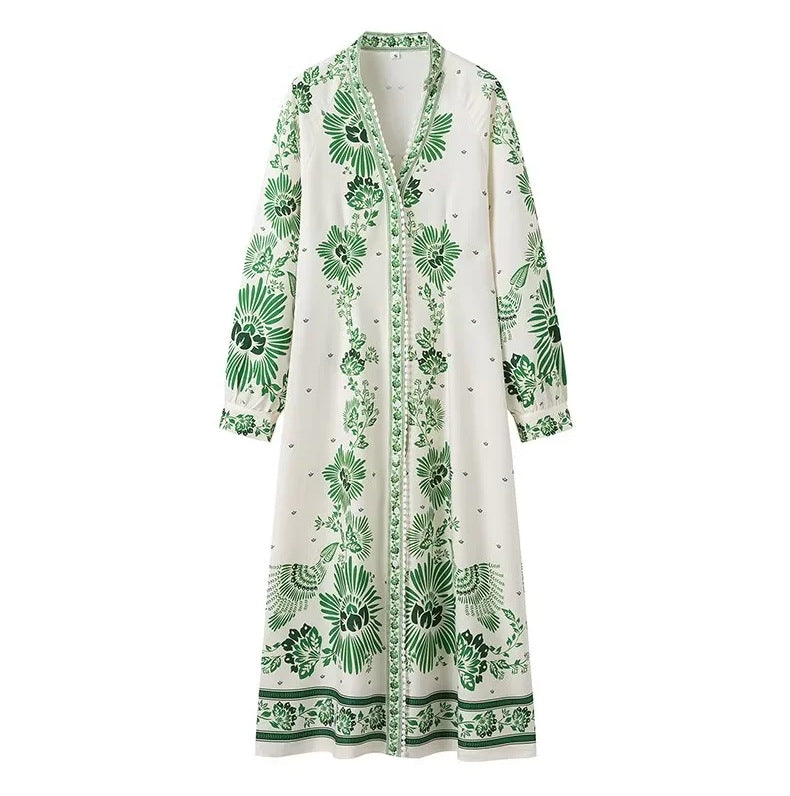 Sylvia™ – Floral Maxi Shirt Dress