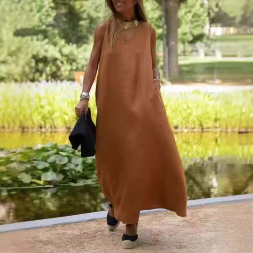 Sylvia™ – Sleeveless V-Neck Maxi Dress