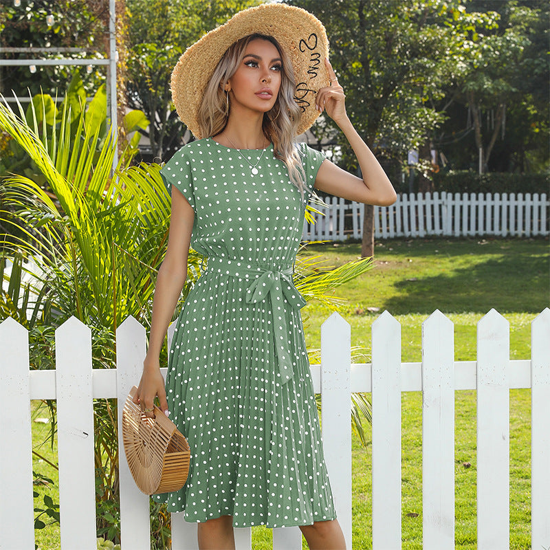 Sylvia™ – Polka Dot Belted Midi Dress