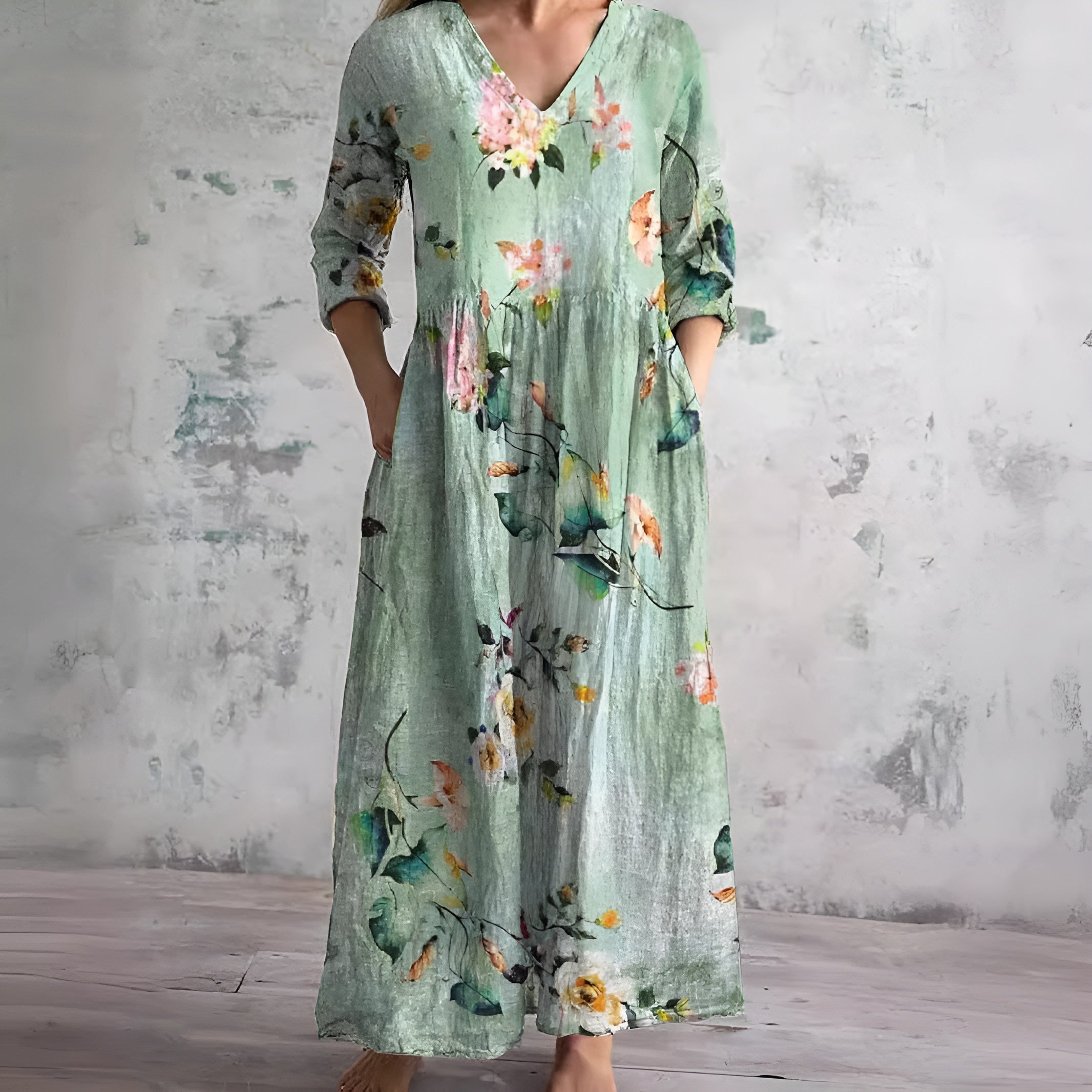 Sylvia™ – OldFlow Print Maxi Dress