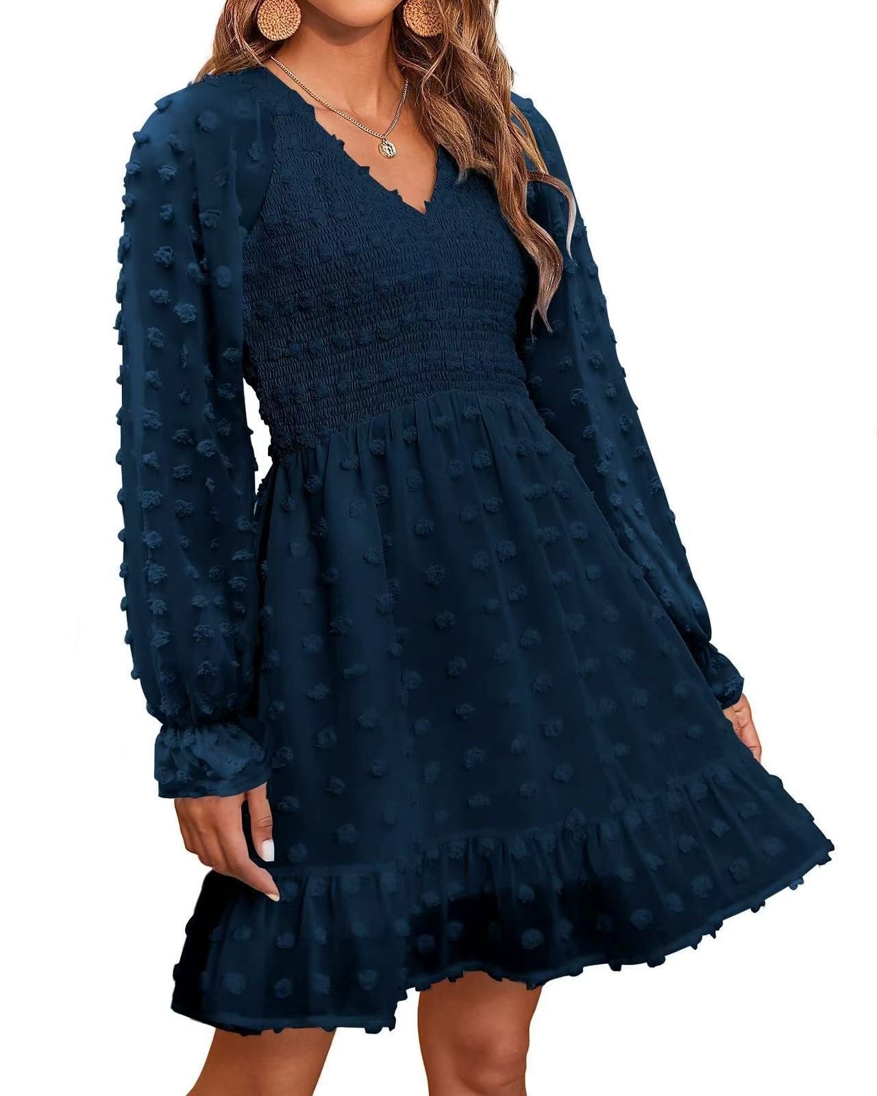Sylvia™ – Textured Long Sleeve Smock Dress
